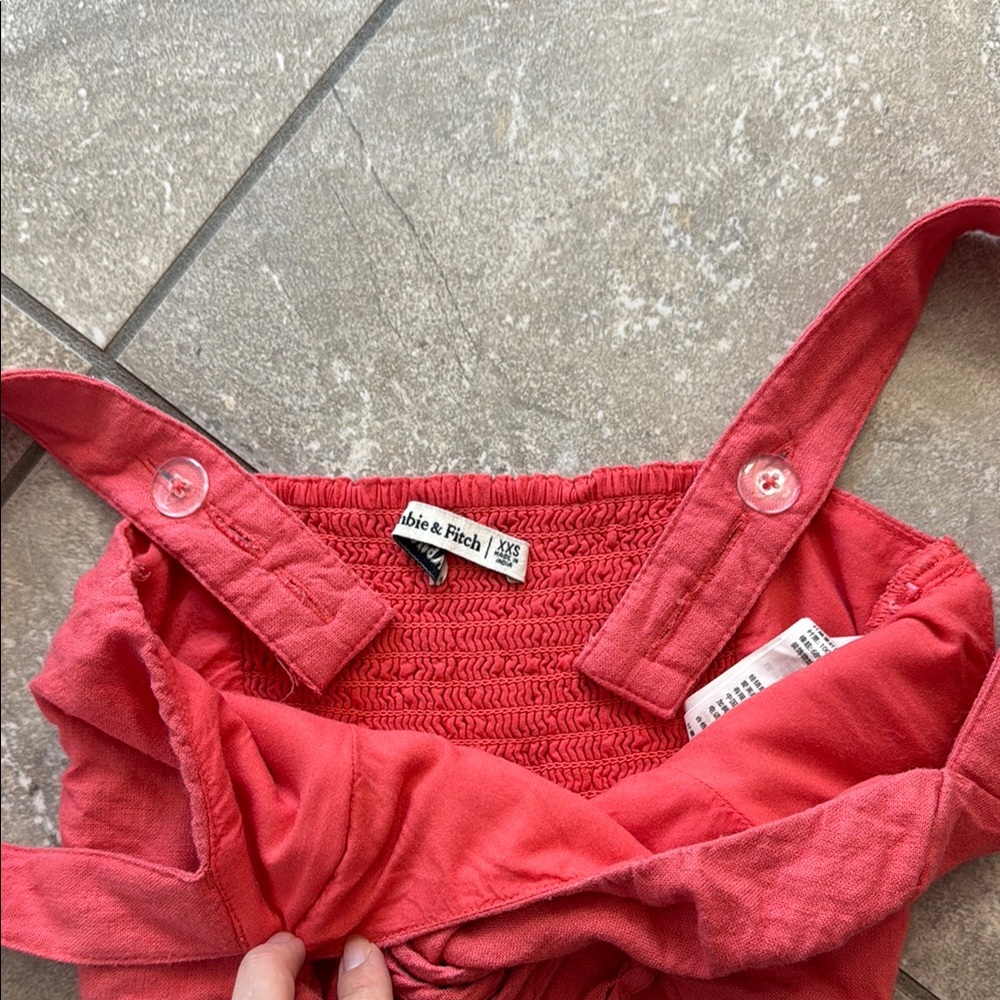 Abercombie & Fitch Pink Lace-Up Linen Crop Top - Picture 5 of 6